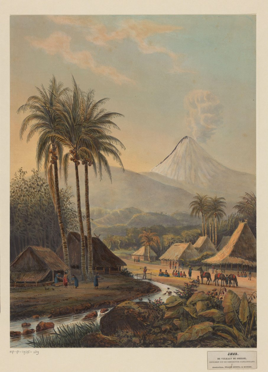 爪哇岛上的村庄和斯梅鲁火山景观
从 Passa Rouang 住所拍摄的斯梅鲁火山（标题见实物） 作者 约翰·康拉德·格雷夫