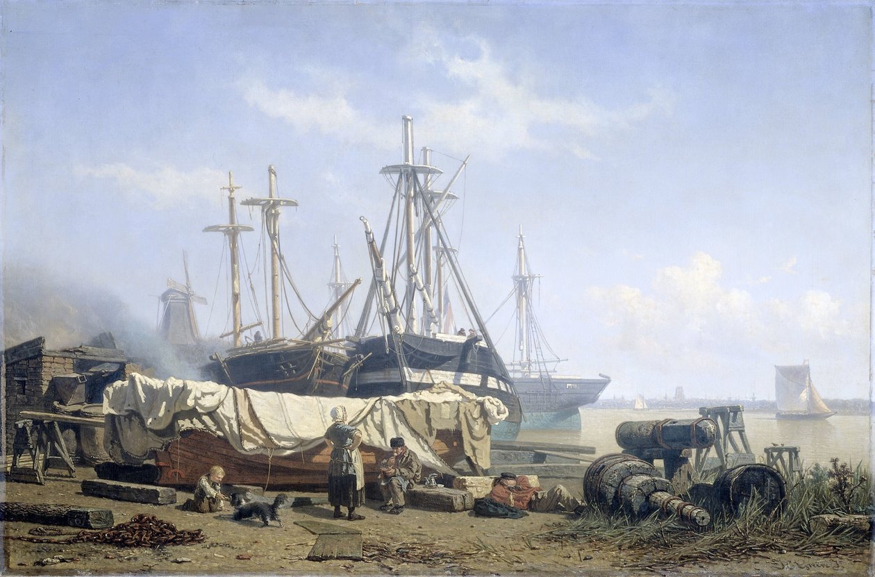 Midday break at a Shipyard on the Maas 作者 约翰·康拉德·格雷夫