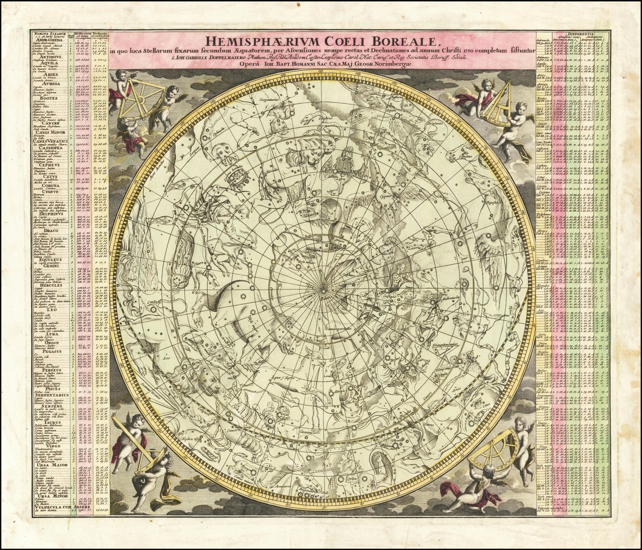 1730 年北半球天体图 作者 约翰·加布里埃尔·多贝玛亚
