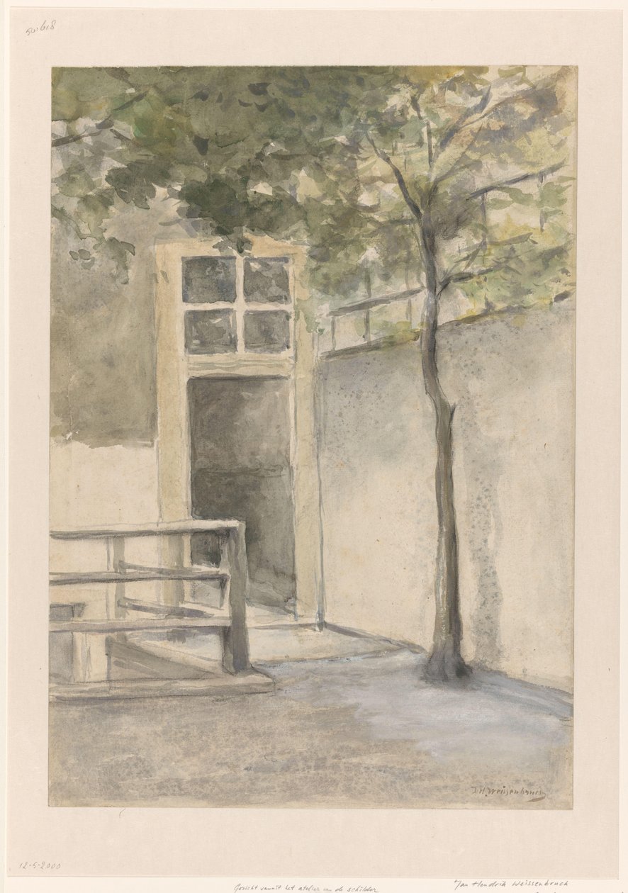 从海牙 Kazernestraat 艺术家工作室看到的庭院景观 作者 Johan Hendrik Weissenbruch（艺术家签名）