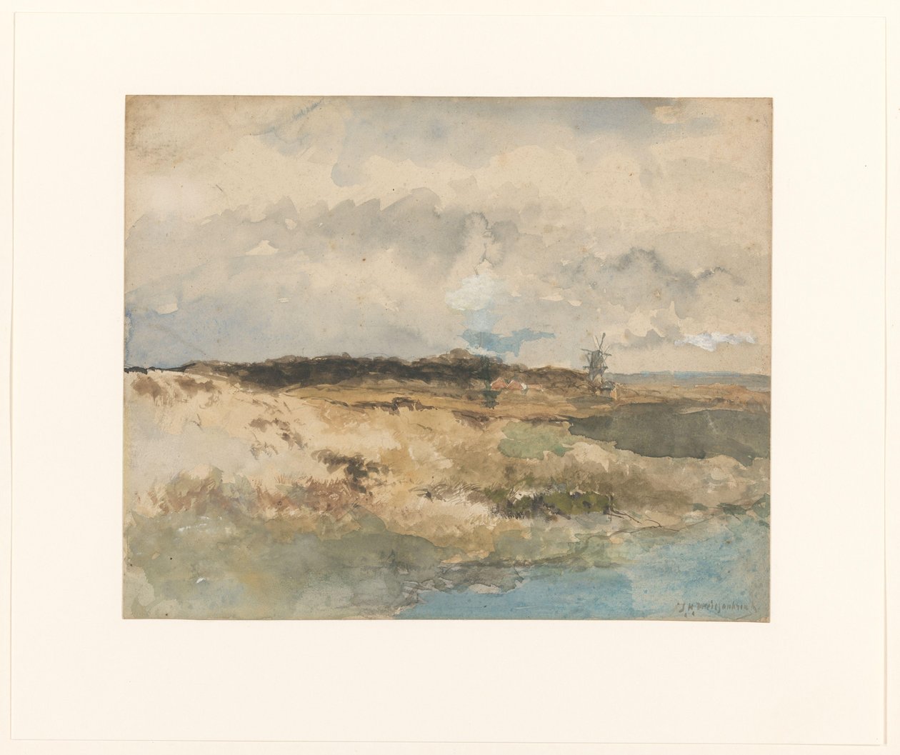 海牙附近 Dekkersduin 的景色 作者 Johan Hendrik Weissenbruch（艺术家签名）