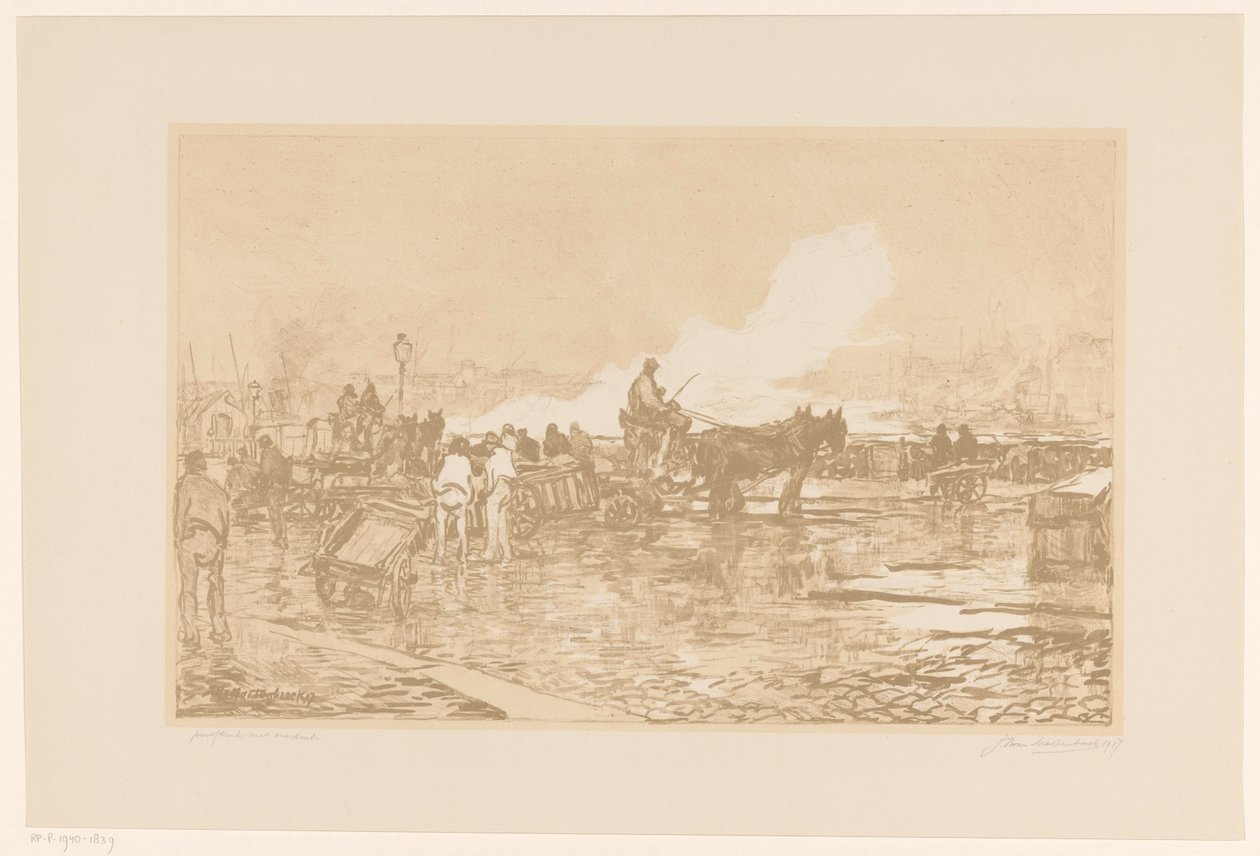 鹿特丹海港风光 作者 Johan Hendrik van Mastenbroek（艺术家签名）
