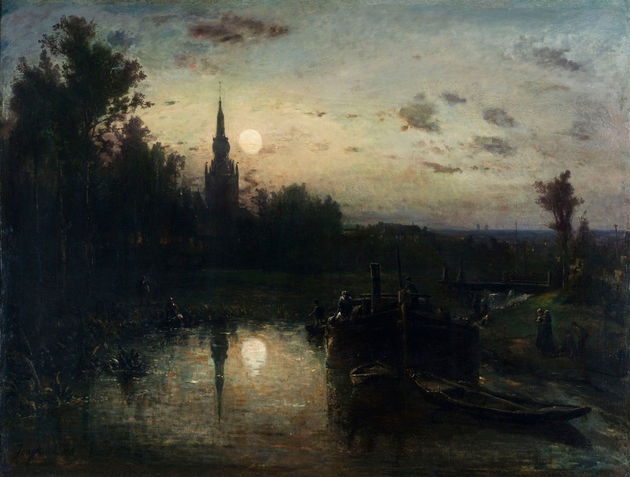 Johan Jongkind - Clair de lune à Overschie 作者 约翰·琼金（Johan Jongkind）