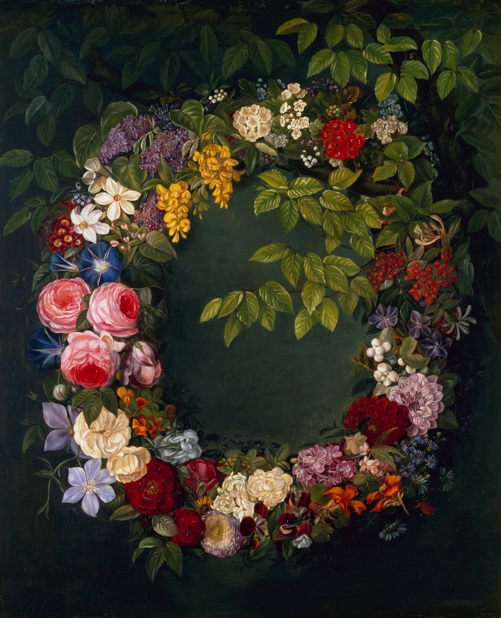 花环（布面油画） 作者 约翰·洛朗兹·詹森（Johan Laurents Jensen）