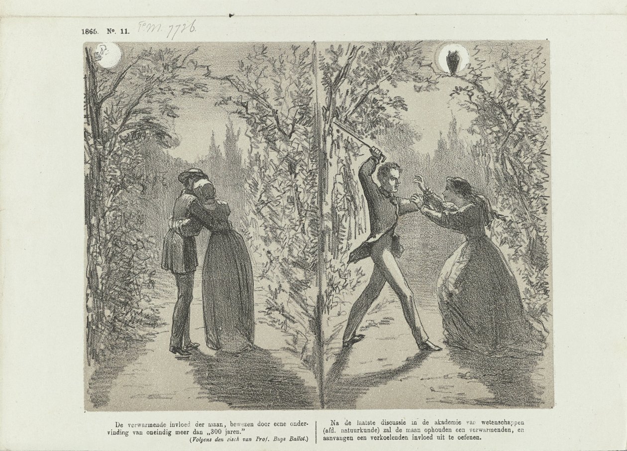关于月球影响的漫画，1865 年 作者 约翰·迈克尔·施密特·克兰斯