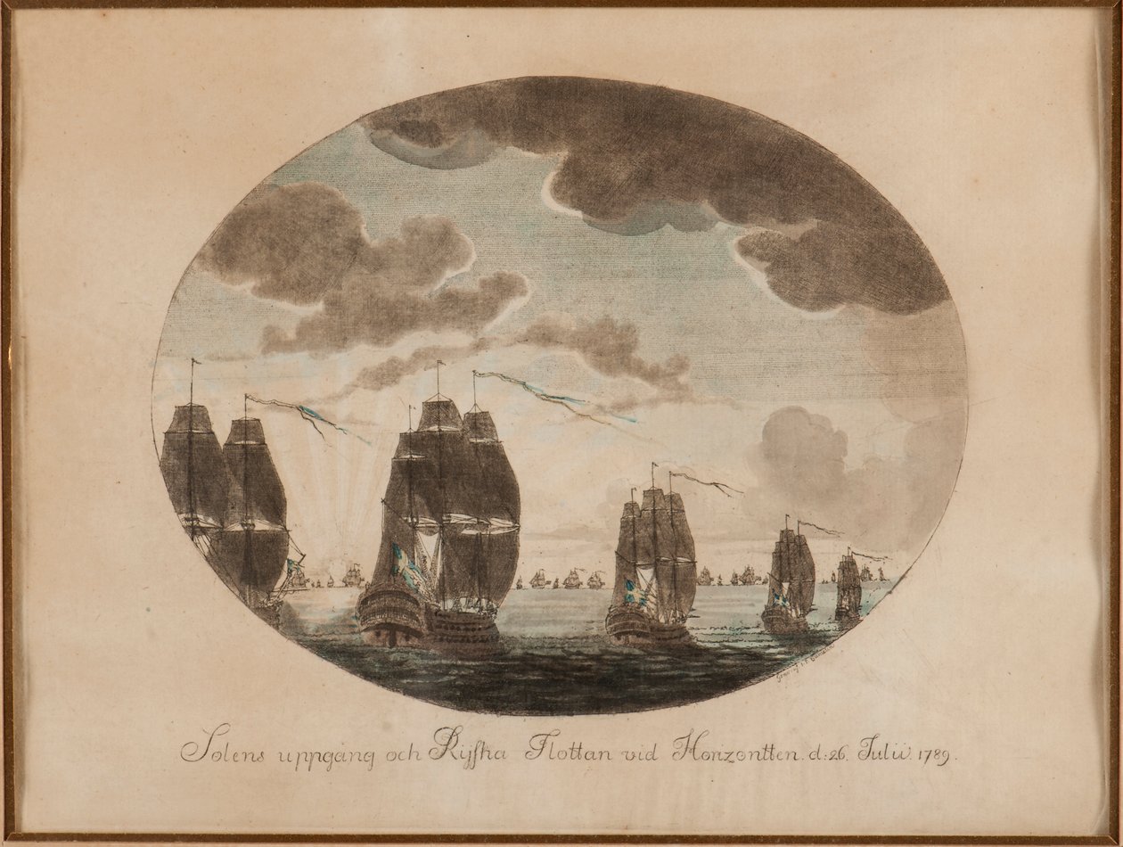 1789年7月26日的厄兰岛海战，约1790年。 作者 约翰·彼得·库梅林