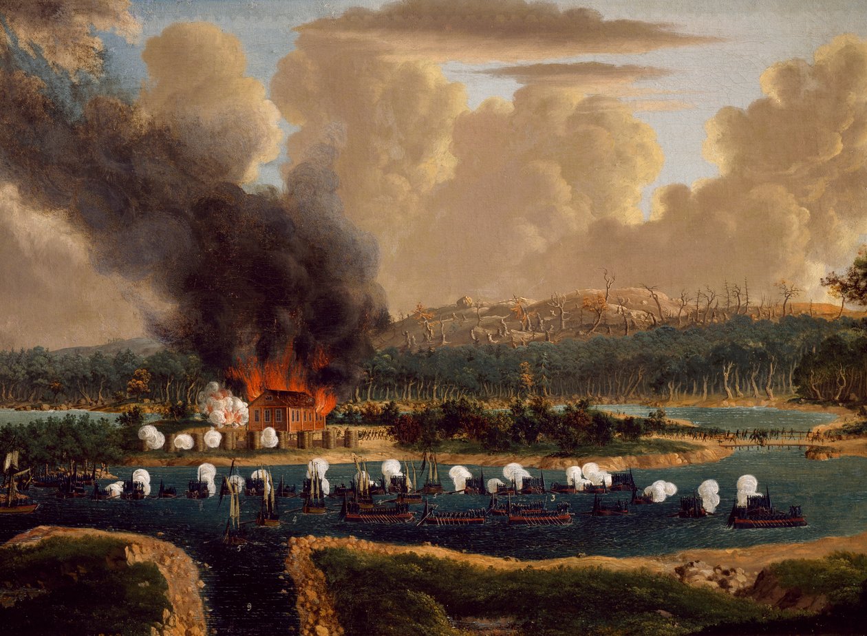 1790年6月16日在Kockis Kapell进行的Vransarii反对俄罗斯控制峡湾的战役，由Johan Tietrich Schoultz（1754-1807）撰写，俄罗斯和瑞典的战争，瑞典 作者 约翰·蒂特里希·舒尔茨