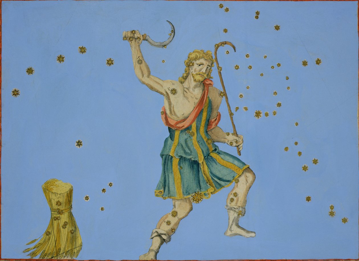 来自Johann Bayer的&39;Uranometria&39;的Bootes星座，由Alexander Mair（1559-c.1616）1603（手工彩色铜版画）雕刻而成 作者 约翰·拜耳