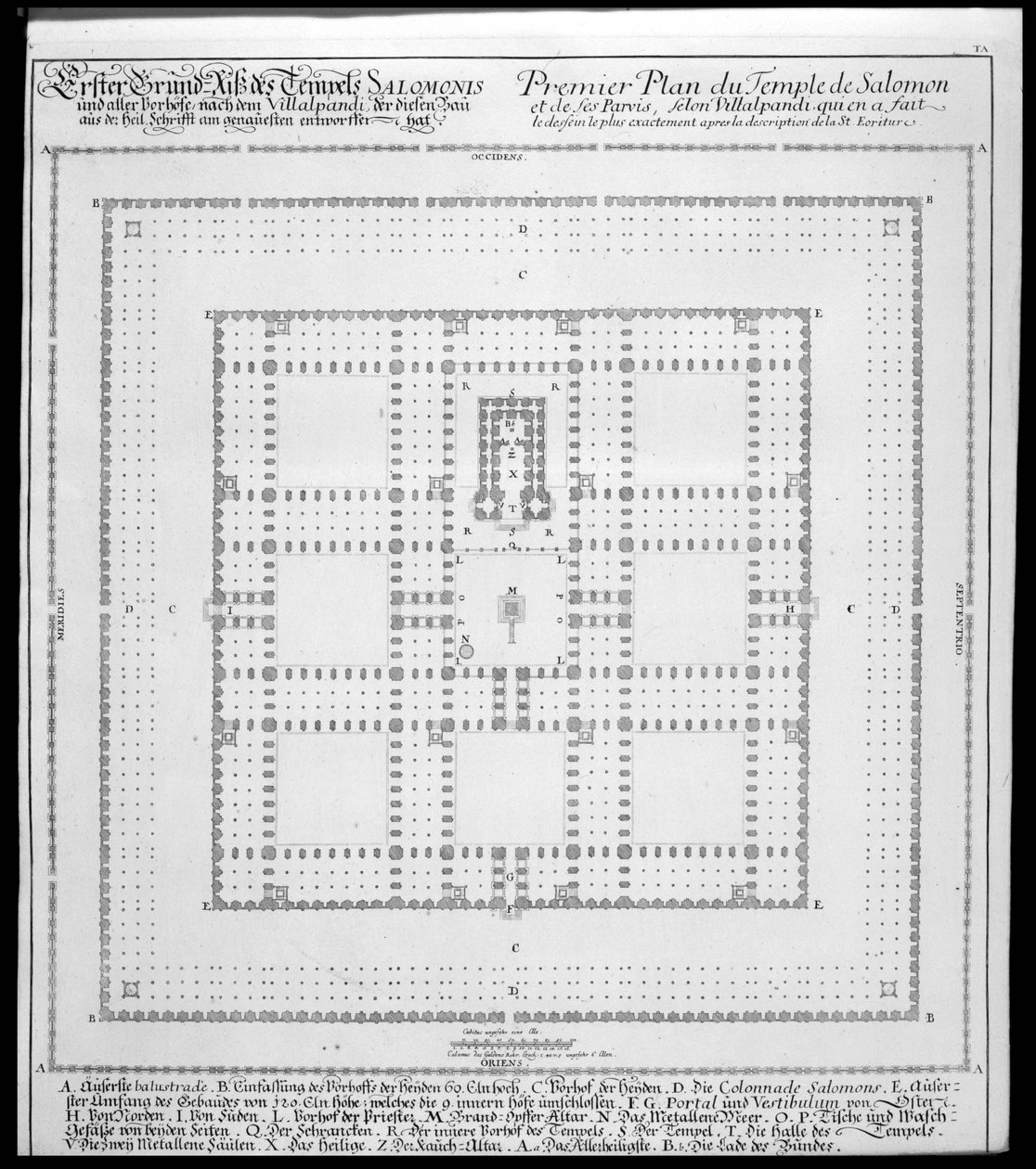 耶路撒冷所罗门神庙的计划，来自“历史建筑的设计”，1721年 作者 埃拉赫（Erlach）的约翰·伯恩哈德·菲舍尔（Johann Bernhard Fischer）