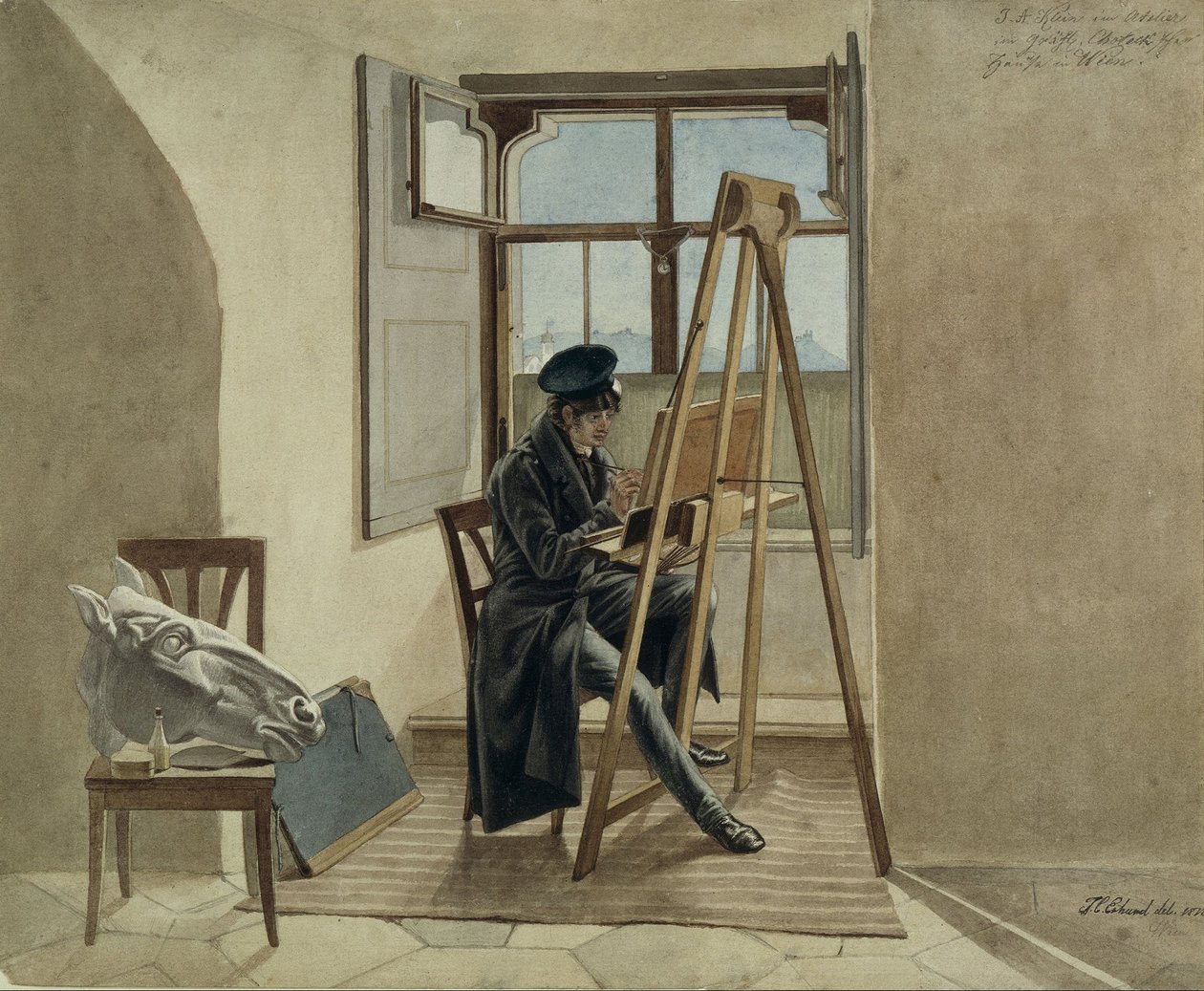 画家Johann Adam Klein在维也纳Palais Chotek工作室的画架上 作者 约翰·克里斯托夫·埃哈德
