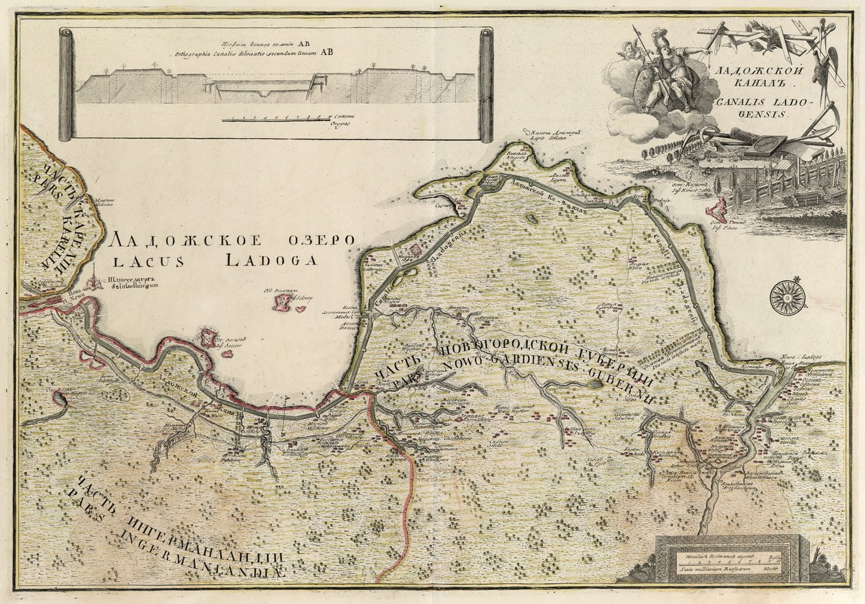 拉多加运河地图（1741-42） 作者 约翰·埃里亚斯·格里梅尔（Johann Elias Grimmel）