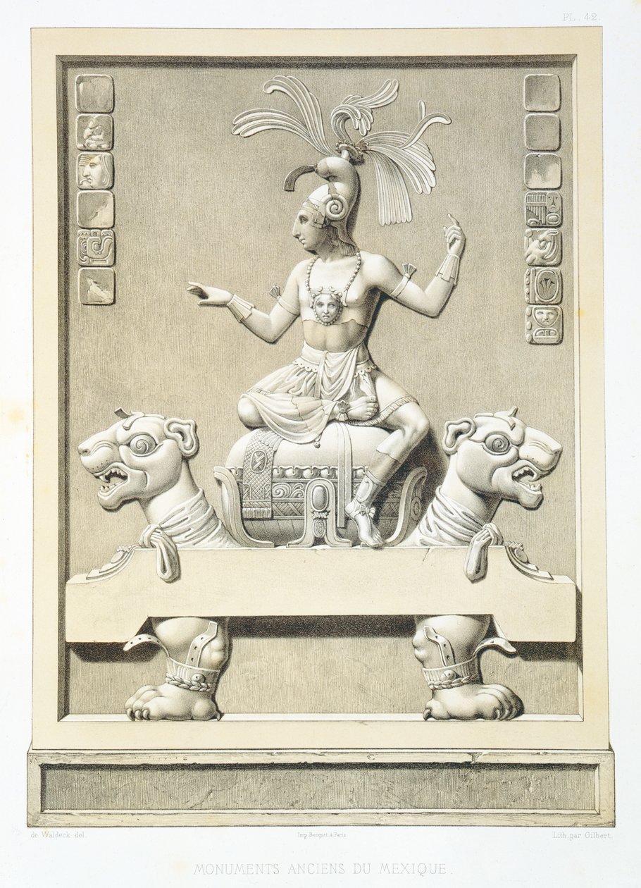 1866年由吉尔伯特（Gilbert）雕刻的“墨西哥古迹”（Ancient Monuments of Mexico）的42号板块 作者 约翰·弗里德里希·马克西米利安·冯·瓦尔德克
