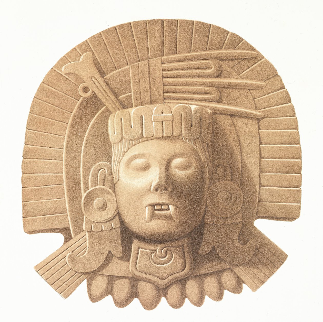 来自&39;墨西哥古迹&39;的板块，由巴舍利耶（Bachelier）刻，1866年 作者 约翰·弗里德里希·马克西米利安·冯·瓦尔德克