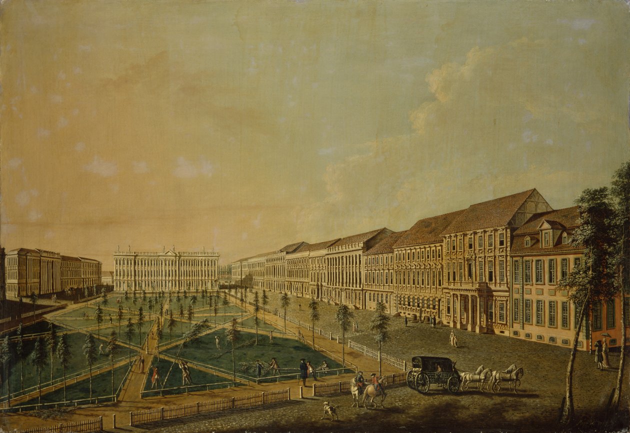 从南面看Wilhelmsplatz，1773年 作者 约翰·弗里德里希·迈耶