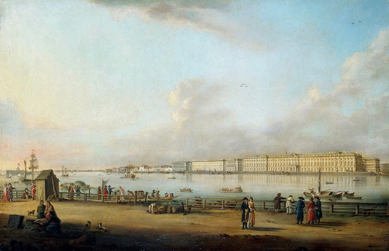 冬宫的看法从Vasilyevsky海岛的，1796年 作者 约翰·乔治·迈尔（Johann Georg Mayr）