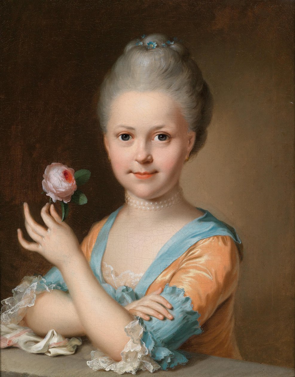 一个女孩的画象有玫瑰的 作者 约翰·海因里希·蒂施贝恩（Johann Heinrich Tischbein）