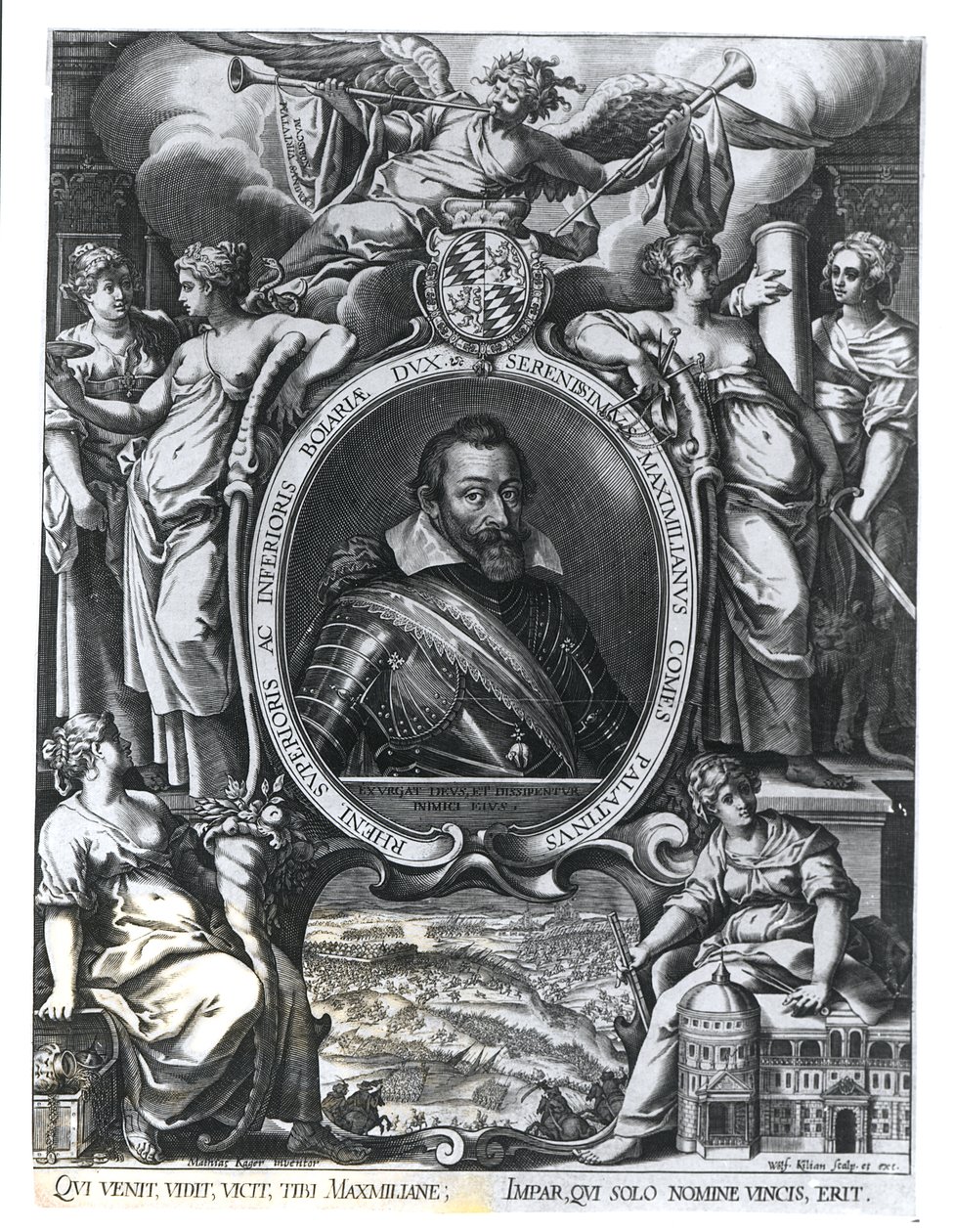 巴伐利亚州马克西米利安一世的肖像，由Wolfgang Kilian雕刻（1581-1662） 作者 约翰·马蒂亚斯·卡格（Johann Matthias Kager）