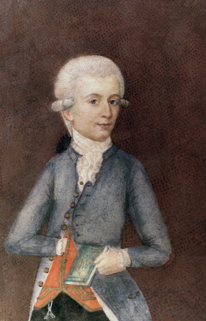 Wolfgang Amadeus Mozart，1780（缩略图）（水粉画，蛋彩画，羊皮纸） 作者 约翰·内波穆克（Johann Nepomuk）