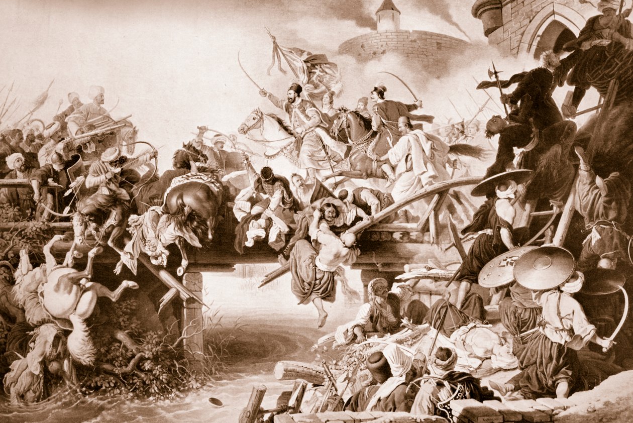 在Zzigetvar对土耳其人的防御期间，Zrinyi的分拣，1566年，1825年 作者 约翰·彼得·克拉夫特
