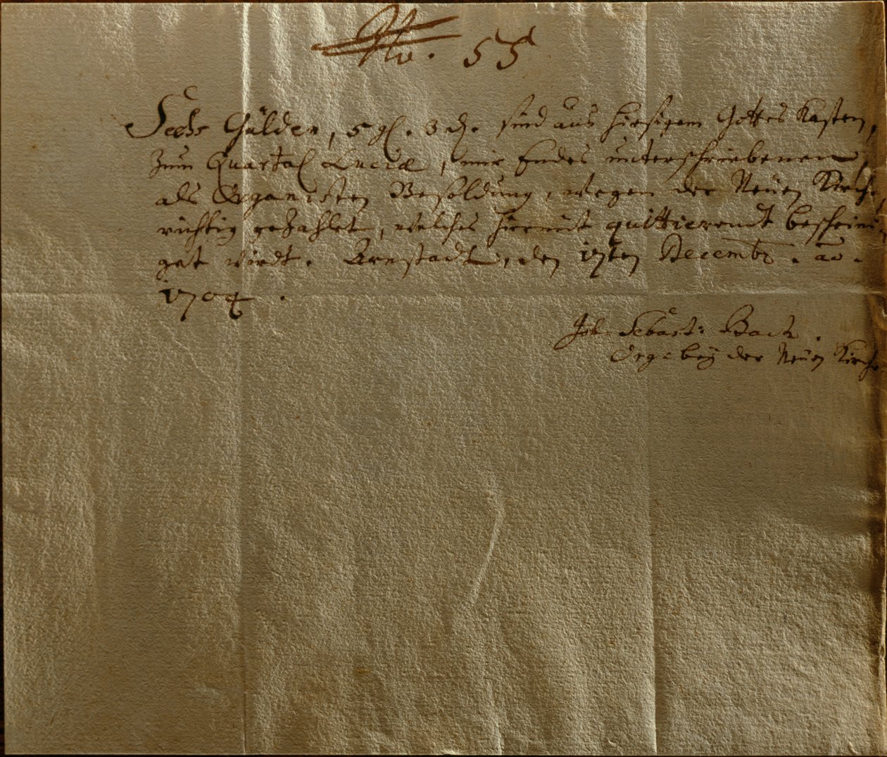 薪酬收据，1704年12月17日（纸笔墨水） 作者 约翰·塞巴斯蒂安·巴赫（Johann Sebastian Bach）