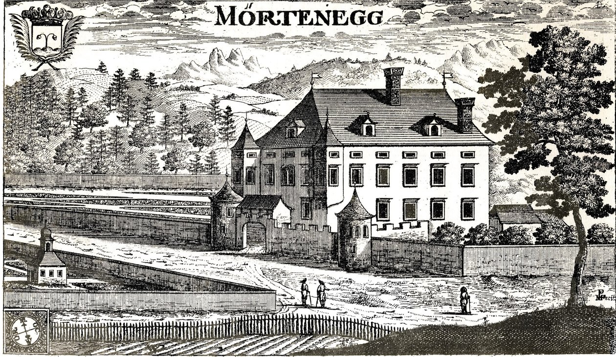 Moertenegg城堡在1680年在卡林西亚城市Villach在卡林西亚-奥地利-欧盟 作者 约翰·魏卡德·冯·瓦尔瓦索尔