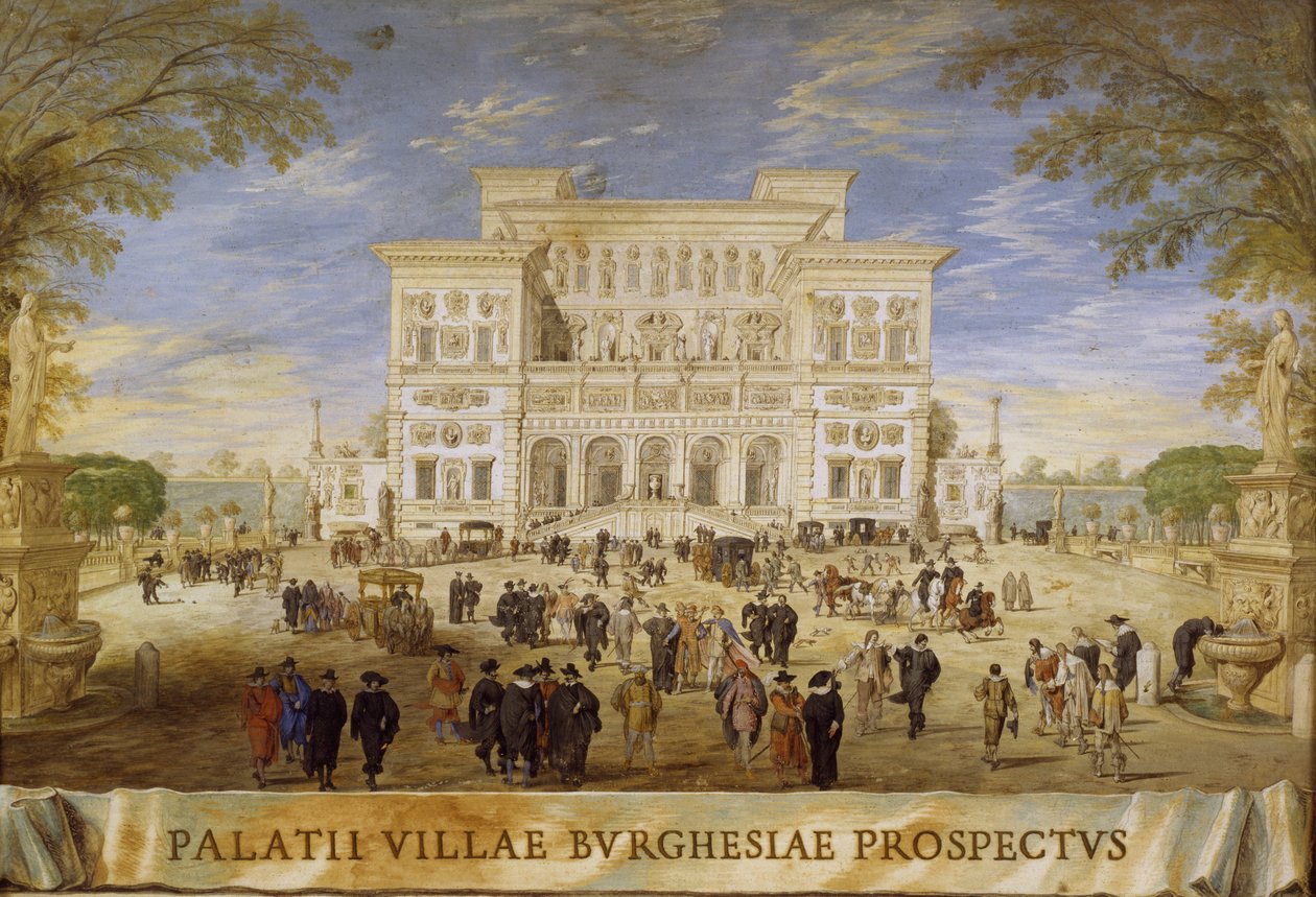 Borghese别墅的景色 作者 约翰·威廉·鲍尔（Johann Wilhelm Baur）