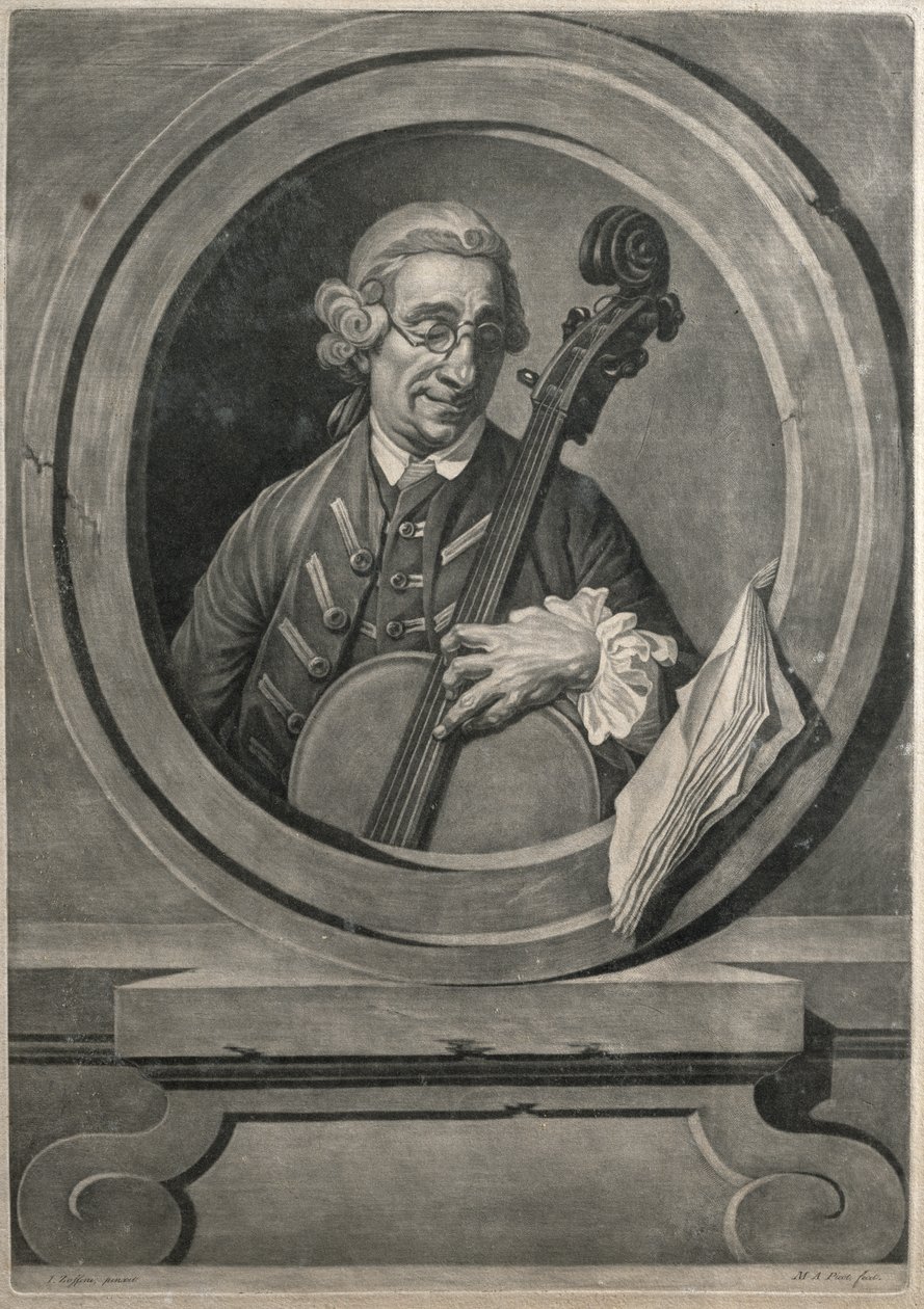 雅各布·塞维托（Jacob Cervetto），MA Picot雕刻，约1770年（雕刻） 作者 约翰（后）佐法尼