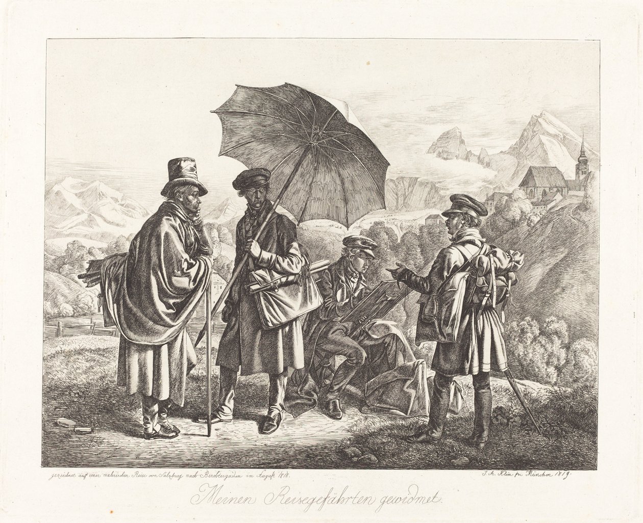 画家们在旅行中 (Die Maler auf der Reise) 作者 约翰·亚当·克莱因（Johann Adam Klein）