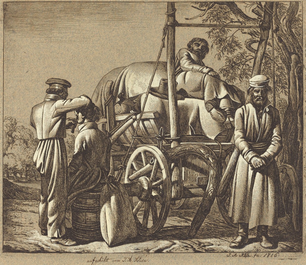 俄罗斯士兵与理发师 作者 约翰·亚当·克莱因（Johann Adam Klein）