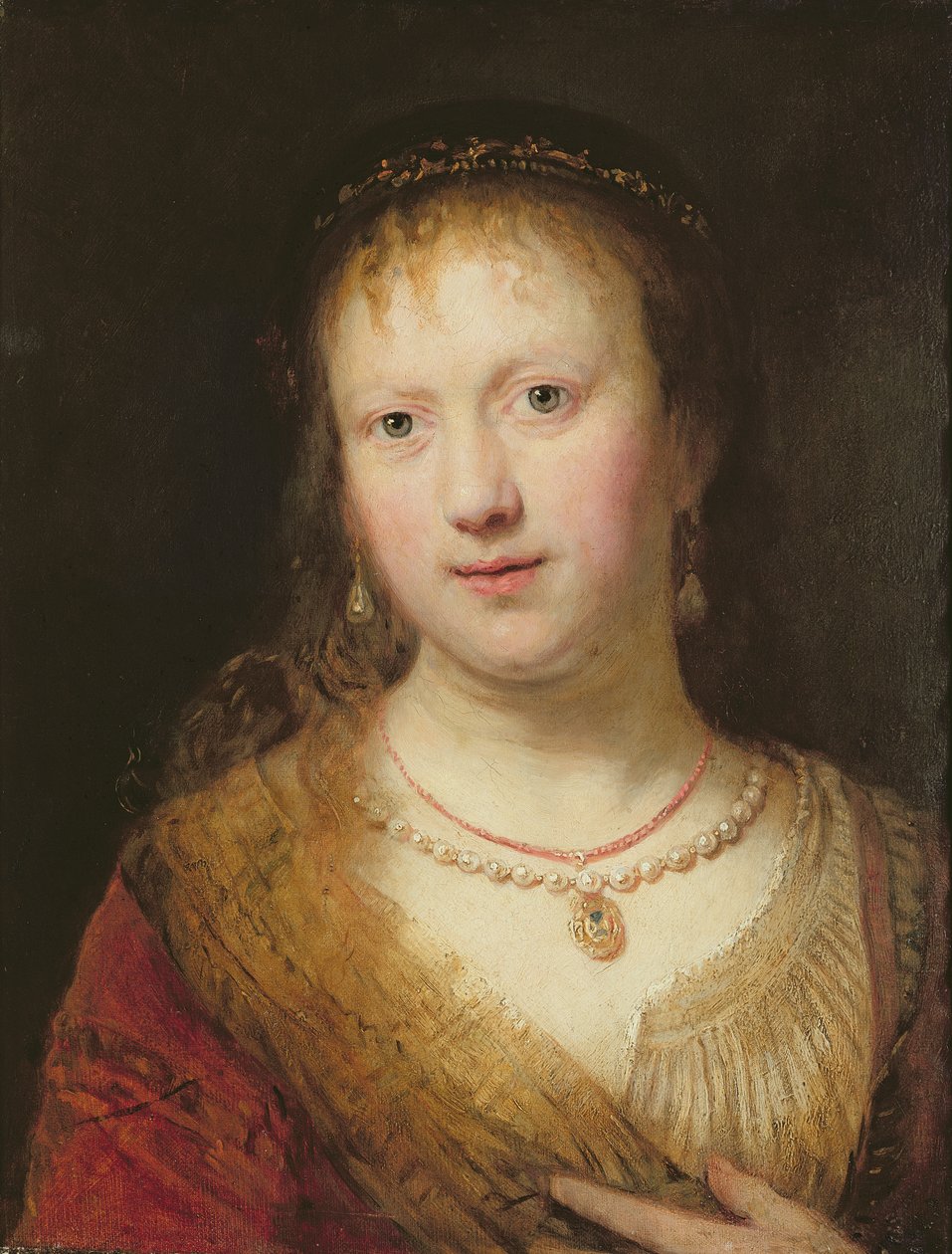 萨斯基亚的肖像，由丈夫伦勃朗·哈门斯（Rembrandt Harmens）绘画之后。范·里恩（1606-69）约翰·安德烈亚斯·约瑟夫·弗兰克（1756-1804）（布面油画） 作者 约翰·安德里亚斯·约瑟夫·弗兰克
