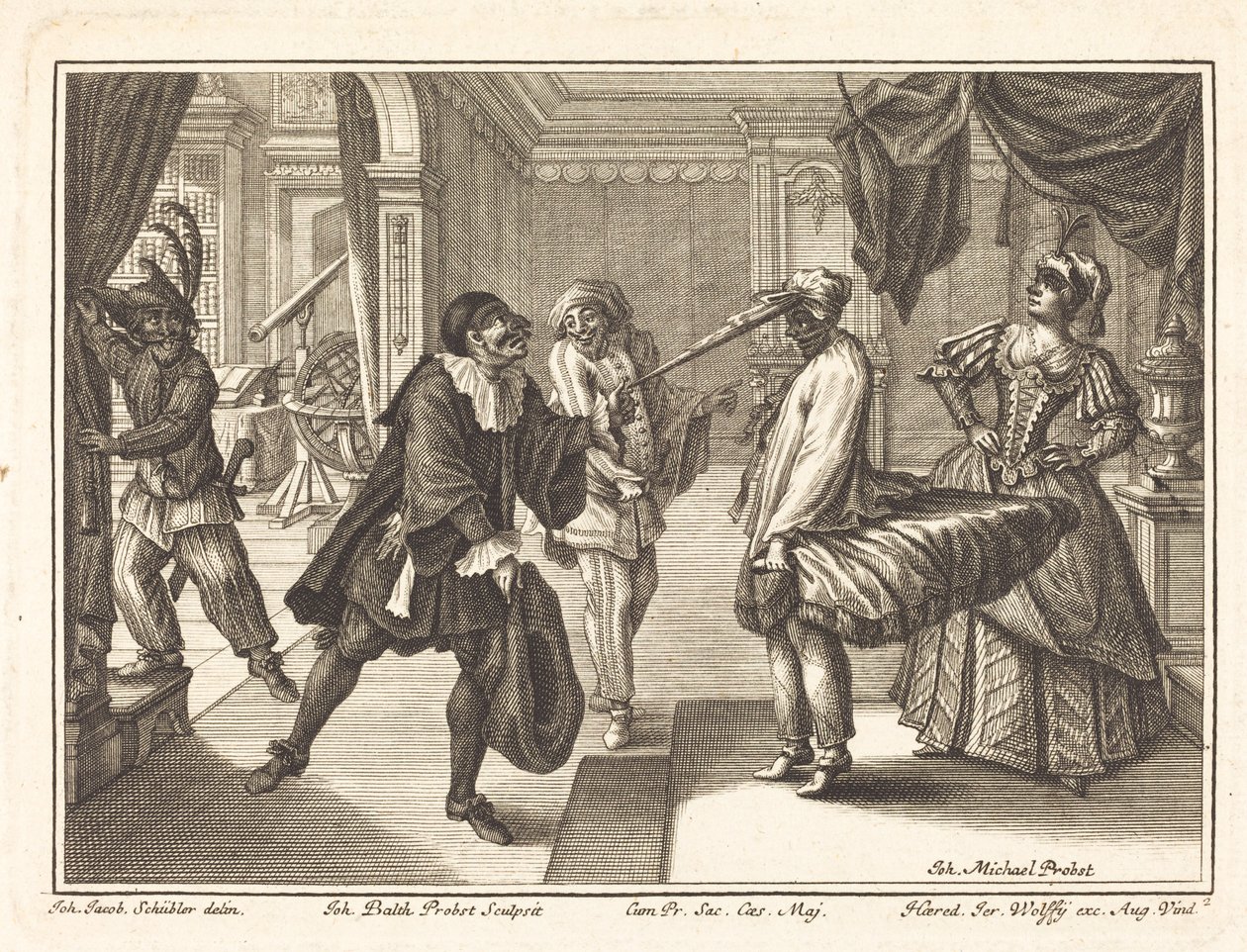 波罗瓦德医生家的哈莱金 作者 Johann Balthasar Probst 在 Johann Jacob Schuebler 之后