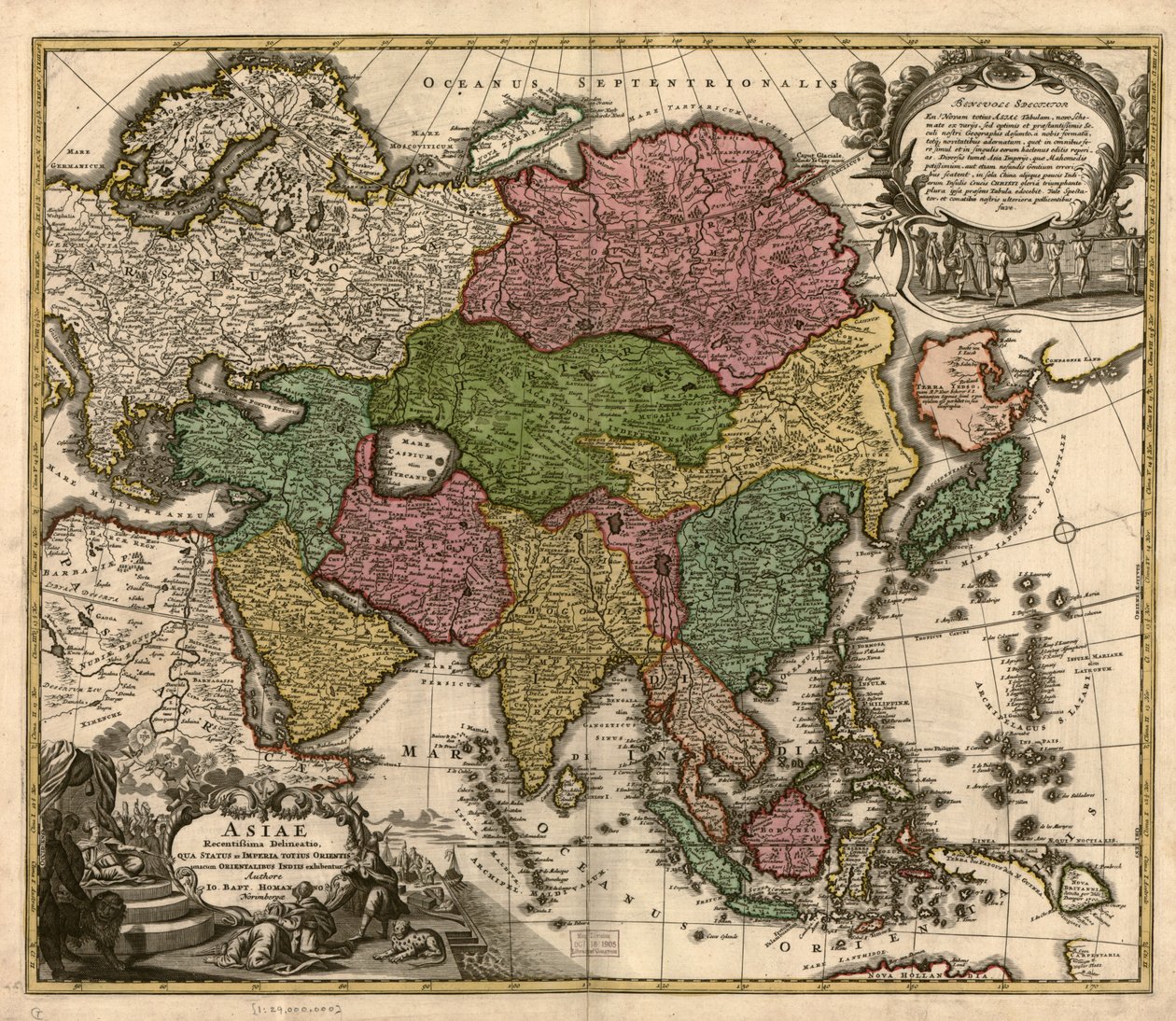亚洲近代地图：东方全境的地位和统治，以及东方印度的现状》（Asiae recentissima delineatio, qua status et imperia totius orientis unacum orientalibus indiis exhibentur LOC 2007627524 作者 约翰浸信会霍曼