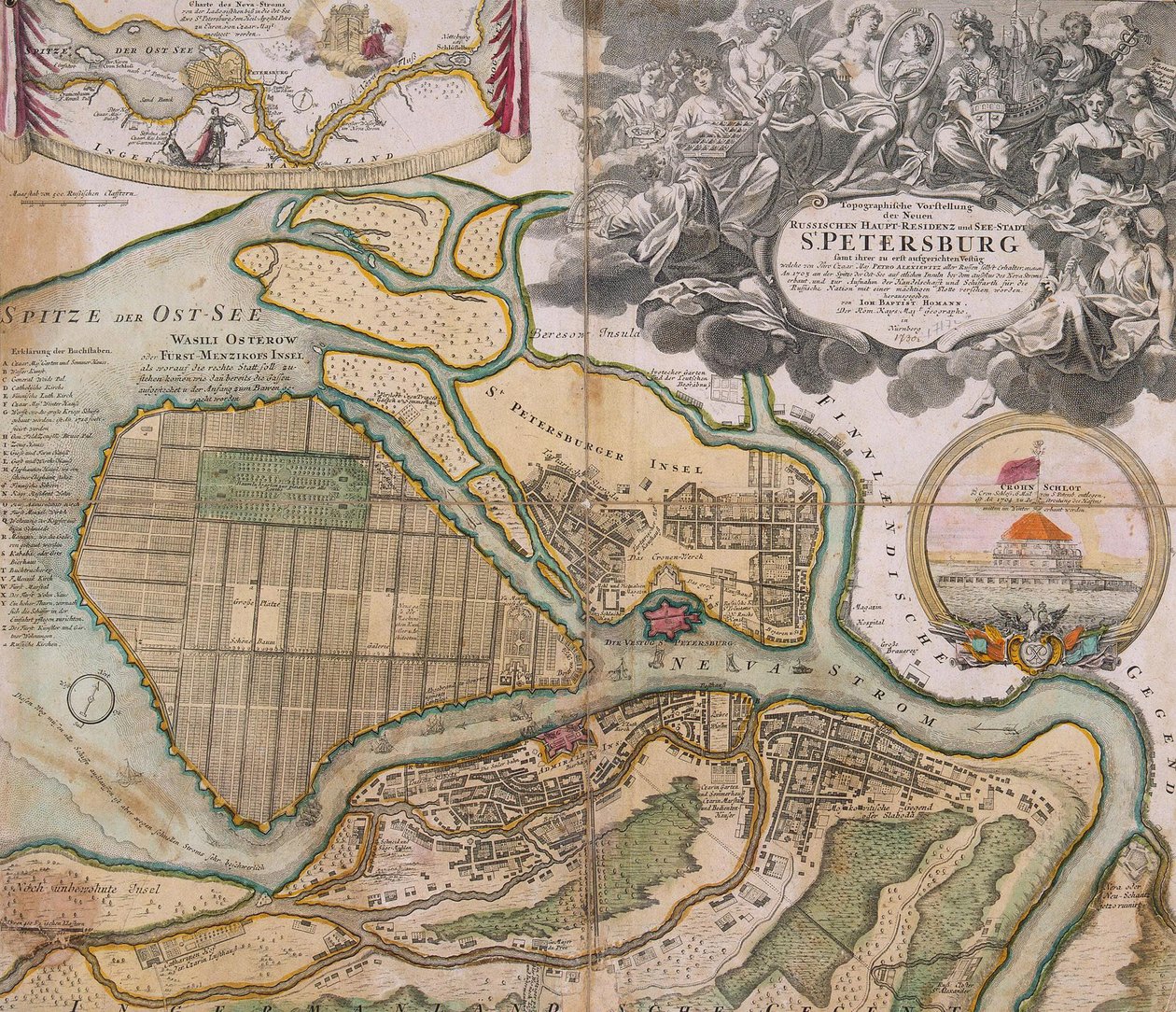 圣彼得堡圣彼得堡总体规划地图，约。 1718-1719 作者 约翰·巴普蒂斯塔·霍曼