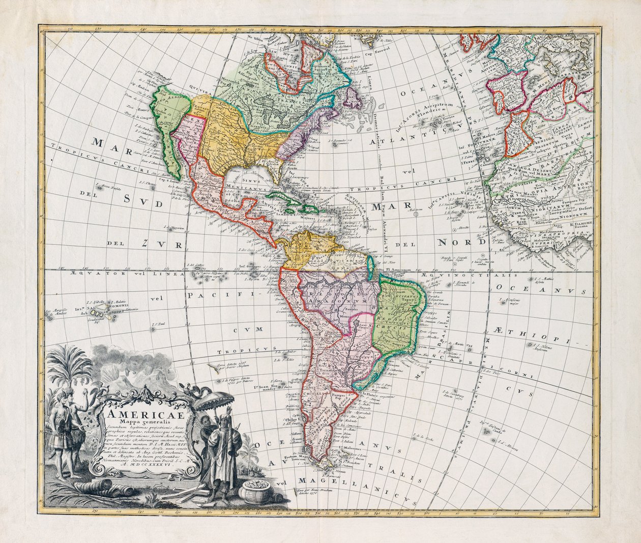 美洲地图，Americae Mappa Generalis 作者 约翰·巴普蒂斯塔·霍曼