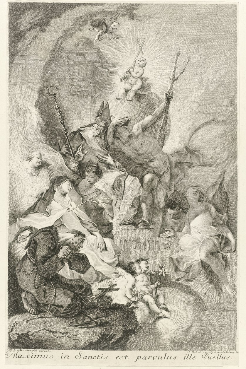 救世主基督圣婴与几位圣人和教皇克莱门特十三世
Maximus in Sanctis est parvulus ille Puellus（物品上的标题） 作者 约翰·海梅姆