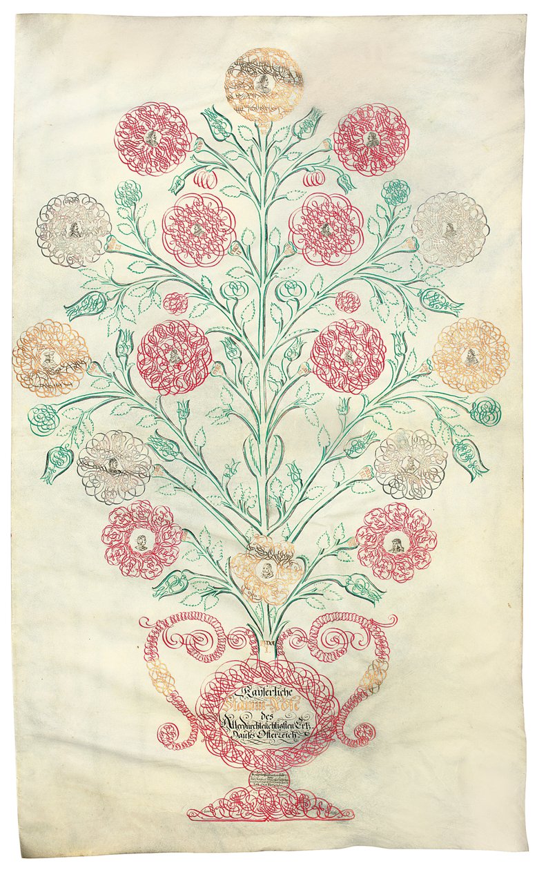 “玫瑰”，一本送给查理六世皇帝的家谱，1731年 作者 约翰·卡尔·帕里修斯（Johann Carl Paricius）
