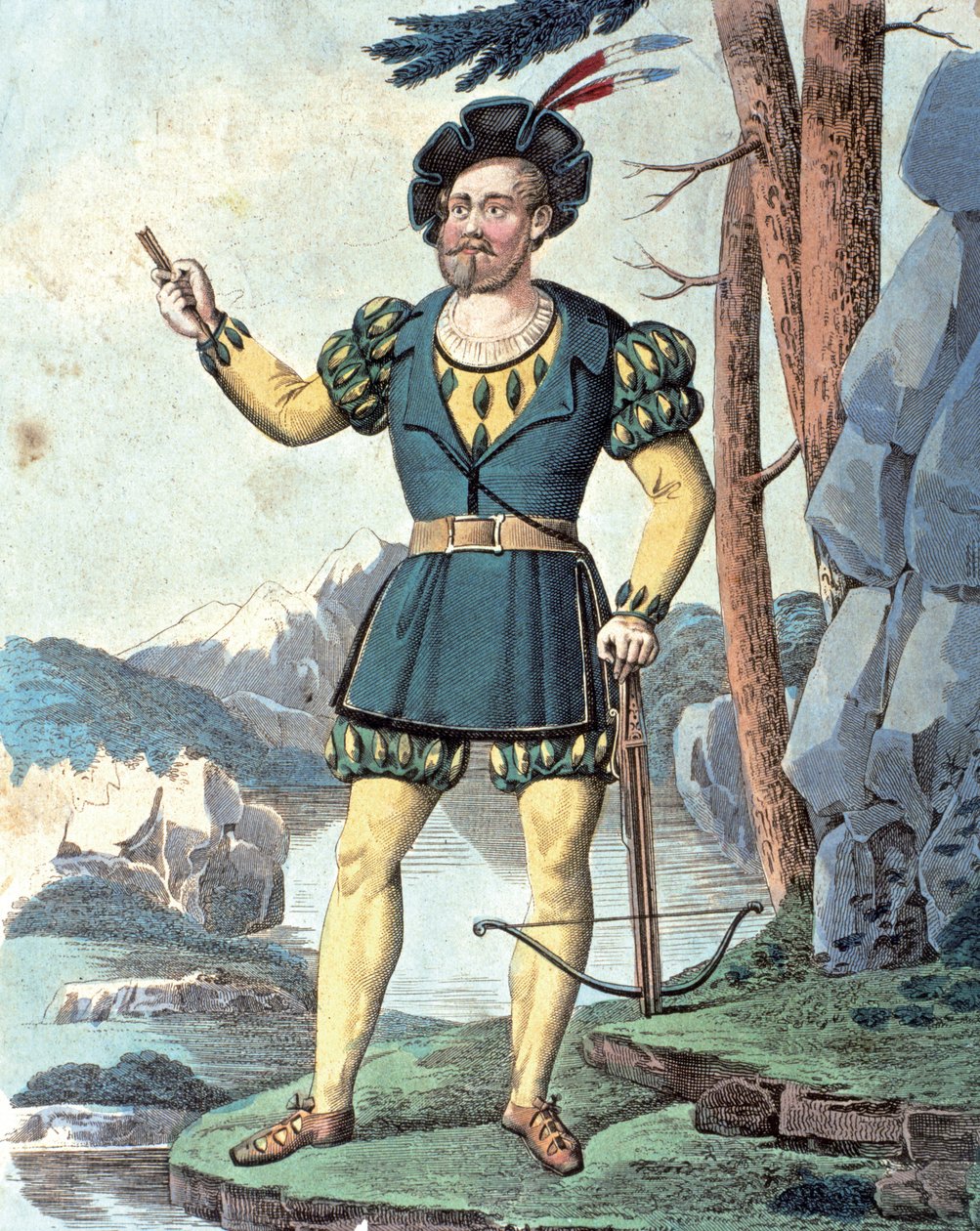 Franz von Schober 饰威廉-退尔 .1837（彩色雕刻） 作者 约翰·克里斯蒂安（后）舍勒
