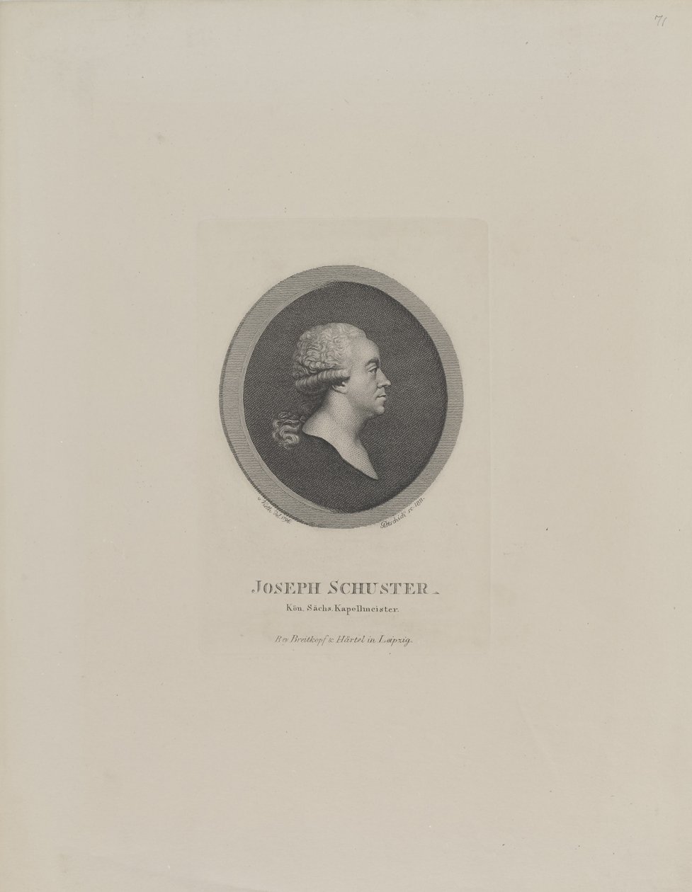 作曲家约瑟夫·舒斯特（Joseph Schuster）的肖像1748-1812，1811。 作者 约翰·克里斯蒂安·本杰明·戈特希克（Johann Christian Benjamin Gottschick）