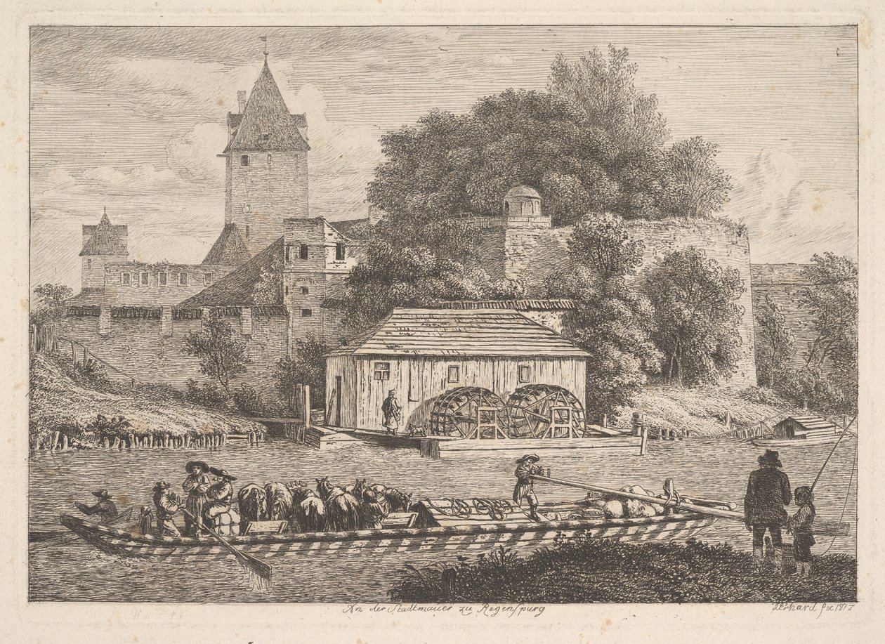雷根斯堡（Regensberg）城墙，1817年。 作者 约翰·克里斯蒂安·埃哈德