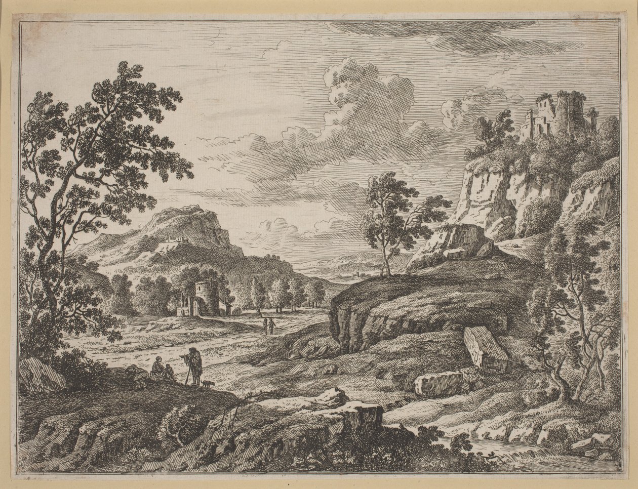 两座废塔风景图 作者 约翰·克里斯托夫·迪茨施（Johann Christoph Dietzsch）