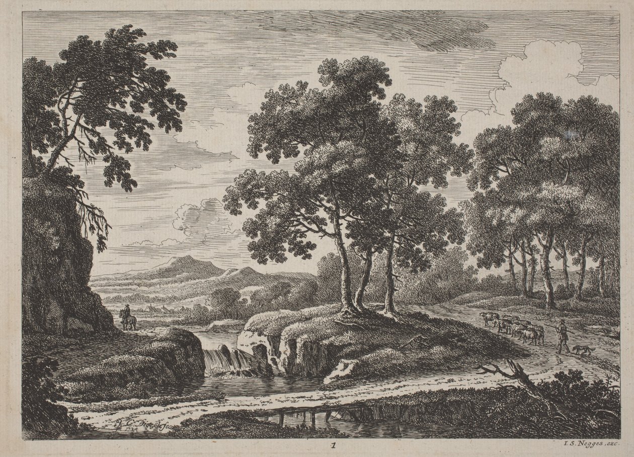 与旅行者一起欣赏河流全景 作者 约翰·克里斯托夫·迪茨施（Johann Christoph Dietzsch）