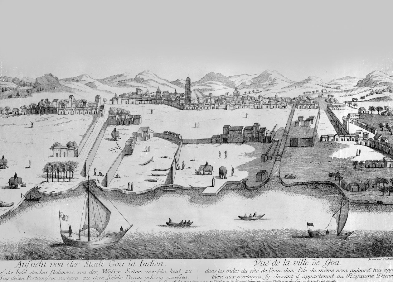 果阿市，约1780年（雕刻）。 作者 约翰·克里斯托夫·纳布霍尔兹（Johann Christoph Nabholz）