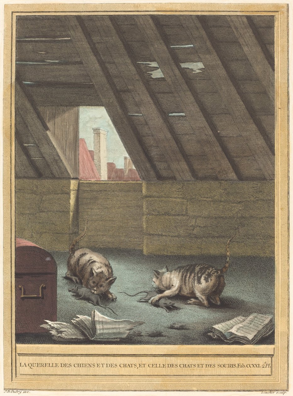 猫和狗的争吵以及猫和老鼠的争吵》（La querelle des chiens et des chats et celle des chats et des souris） 作者 Johann Christoph Teucher 模仿 Jean Baptiste Oudry