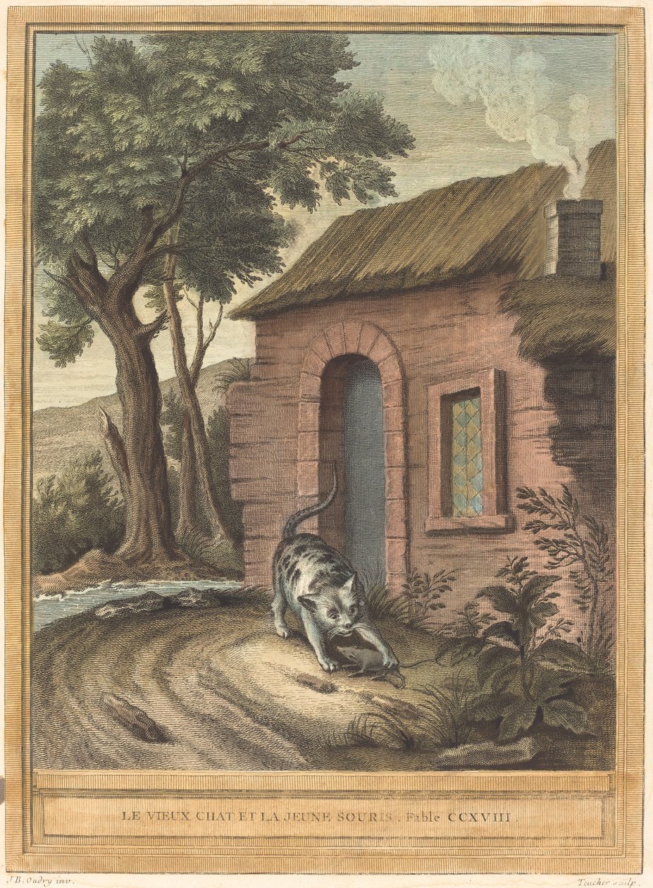 老猫和小老鼠 作者 Johann Christoph Teucher 模仿 Jean Baptiste Oudry