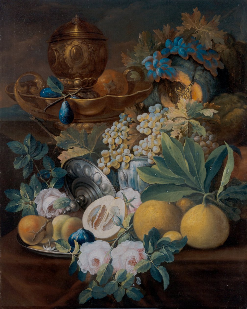 水果和鲜花的静物画 作者 约翰·康拉德·艾希勒（Johann Conrad Eichler）