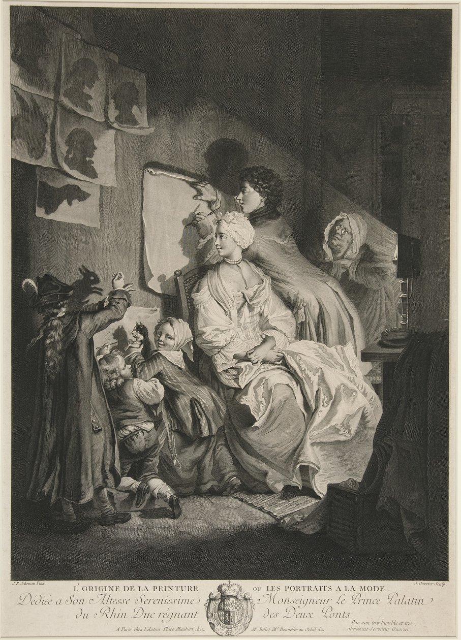 绘画的起源，或时尚肖像;酒馆。 1767 作者 约翰·埃莱扎·舍瑙