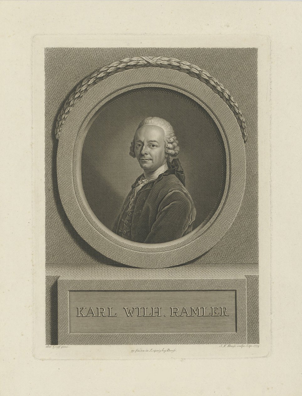 卡尔·威廉·拉姆勒（Karl Wilhelm Ramler）肖像（1725-1798），1774年。 作者 约翰·弗里德里希·鲍斯