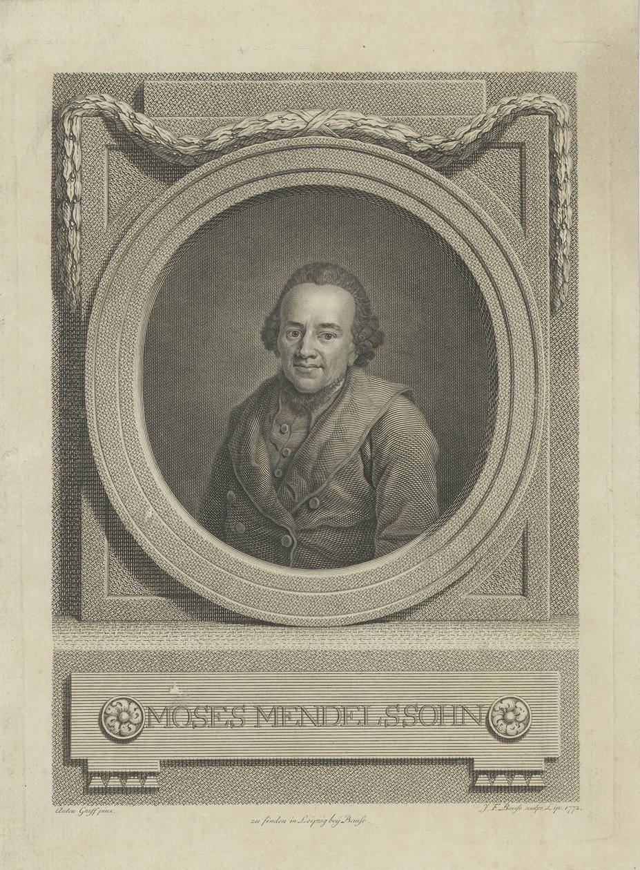 摩西·门德尔松（Moses Mendelssohn）肖像1729-1786，1772年。 作者 约翰·弗里德里希·鲍斯