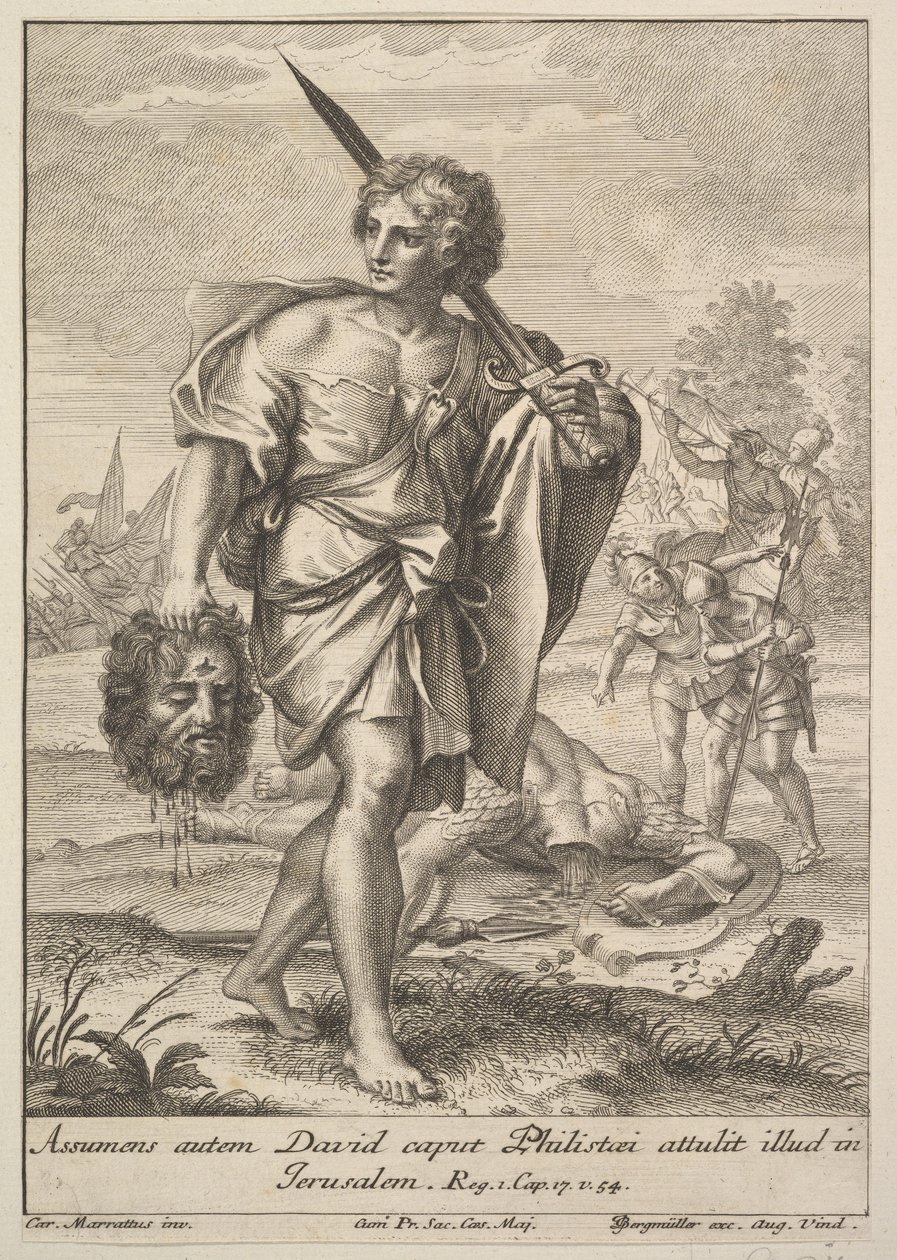 大卫与歌利亚的头，1705-62。 作者 约翰·乔治·伯格穆勒（Johann Georg Bergmuller）