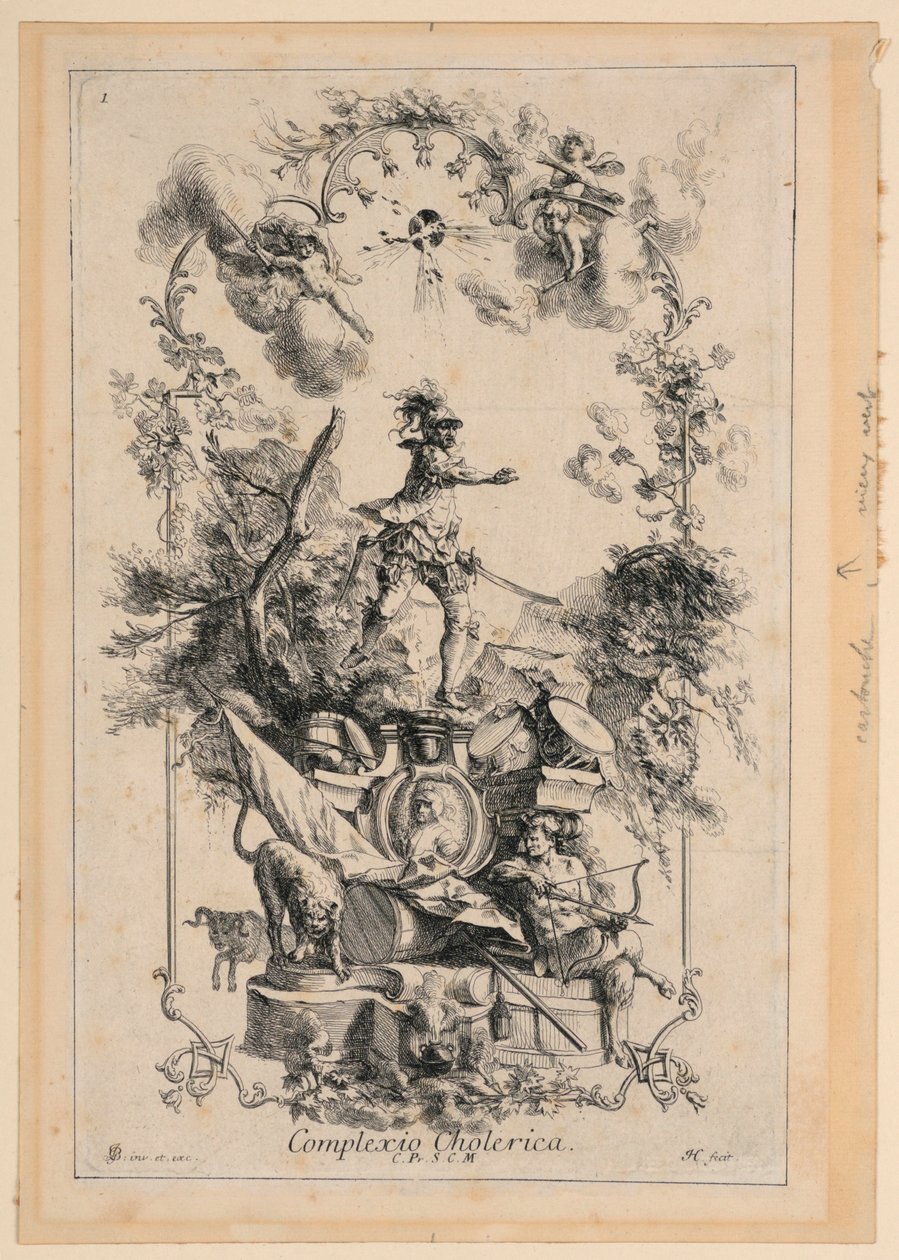 设计代表胆汁质的展板 作者 约翰·乔治·伯格穆勒（Johann Georg Bergmuller）